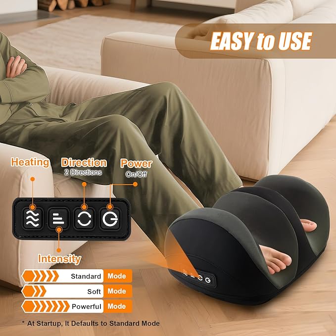 Foot and calf massager with power cable and user manual package setup