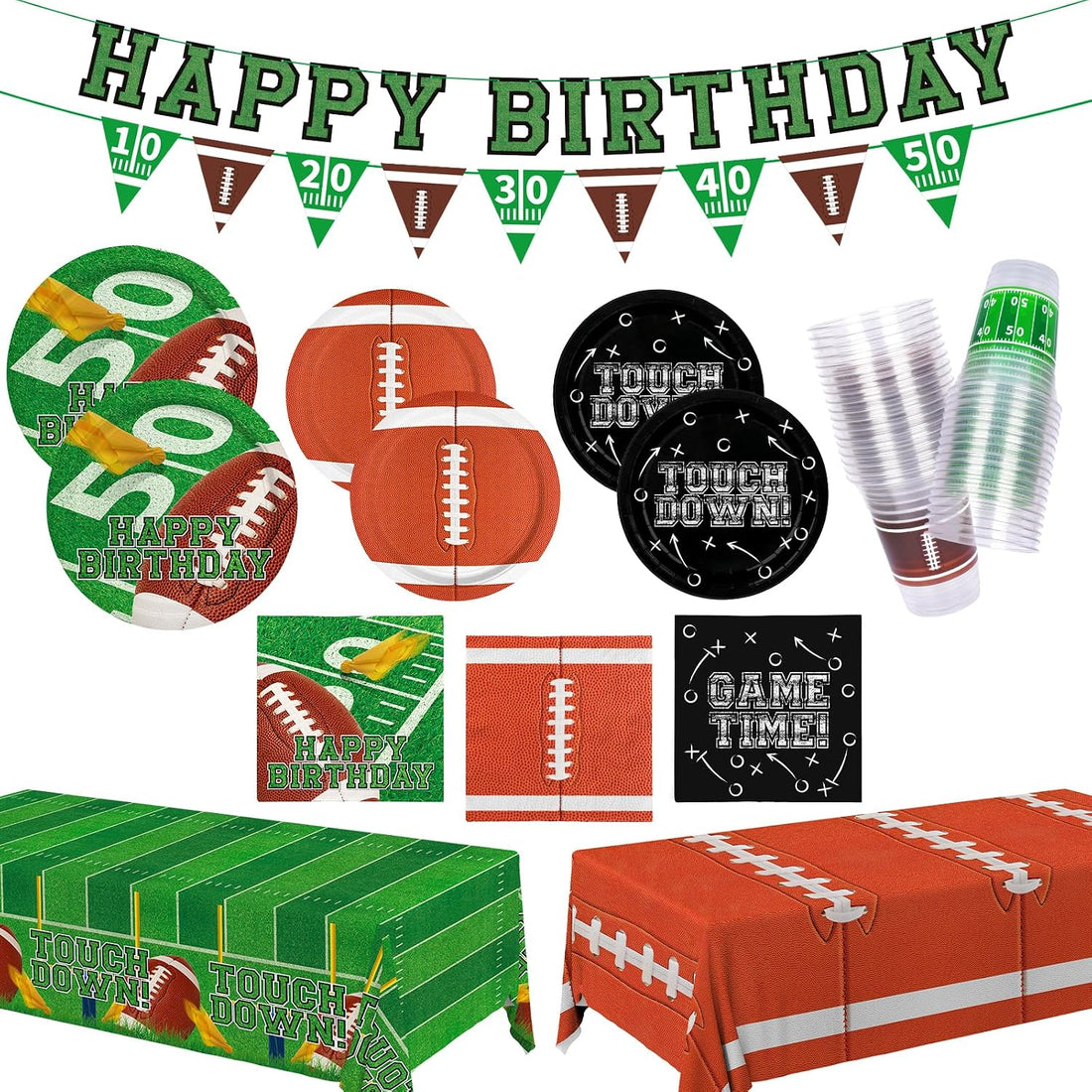  Football birthday party decorations kit with plates cups napkins and tablecloth