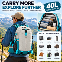 Side-angle view of a 40-litre hiking bag designed for recreational travel.