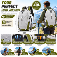 Open 40-litre outdoor bag displaying the main storage compartment.
