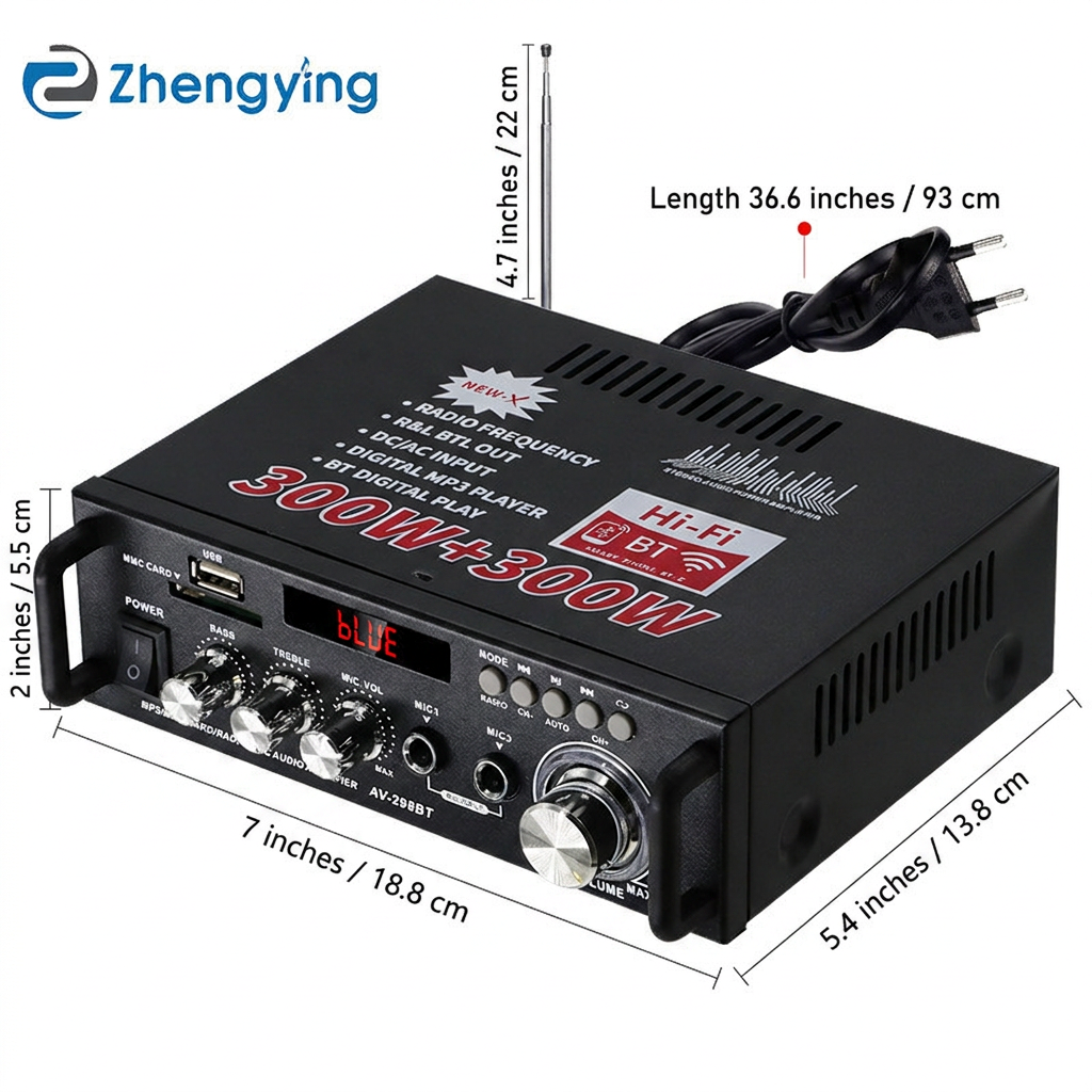 High-Power Bluetooth Digital Audio Amplifier, Professional Home HIFI Power Amplifier for Speakers, Digital Power Amplifier with Bluetooth Connectivity