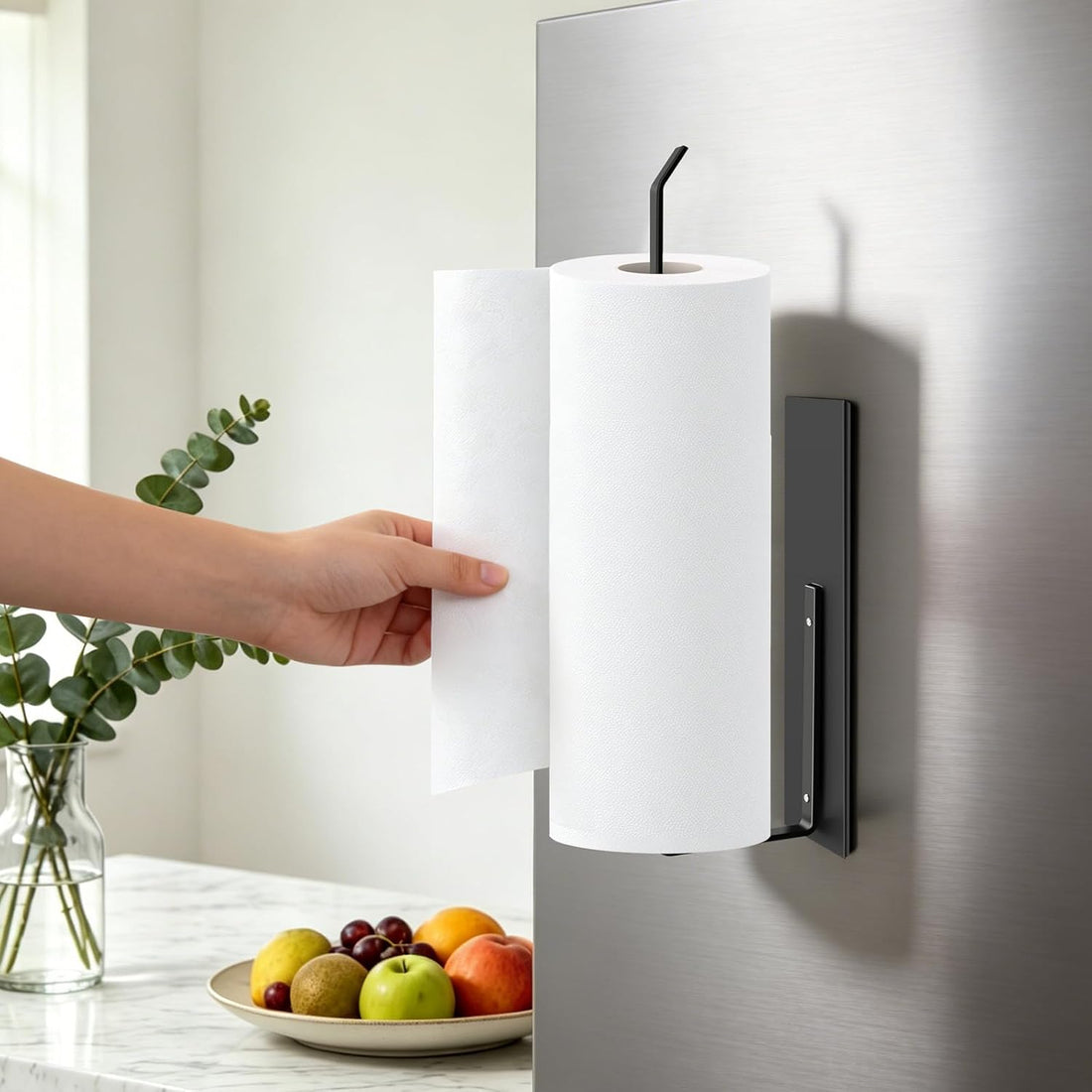 Fridge paper towel holder with strong magnetic attachment
