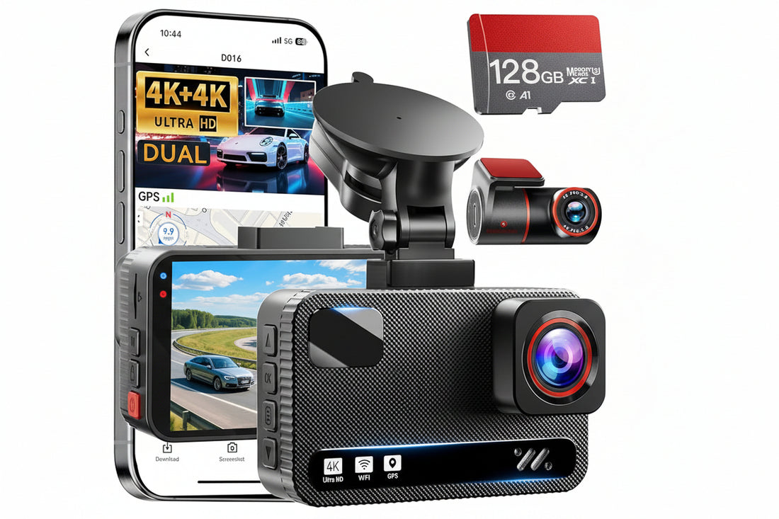 4K Front and Rear Car Dash Camera Mounted in Vehicle