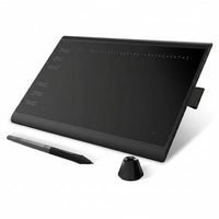  drawing tablet front view with stylus and shortcut keys