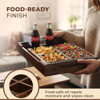 Wooden serving tray for fruit appetizers and snacks