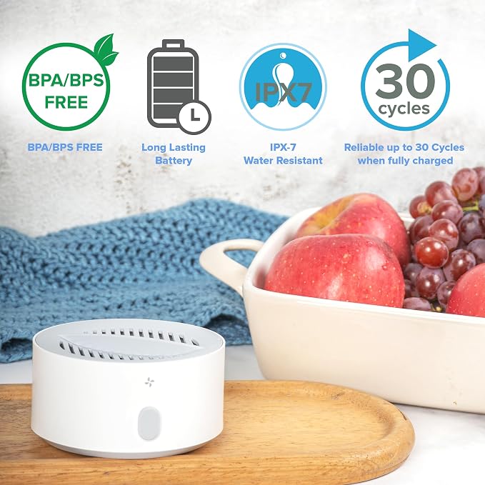 Fruit washing device operating in a water-filled kitchen container