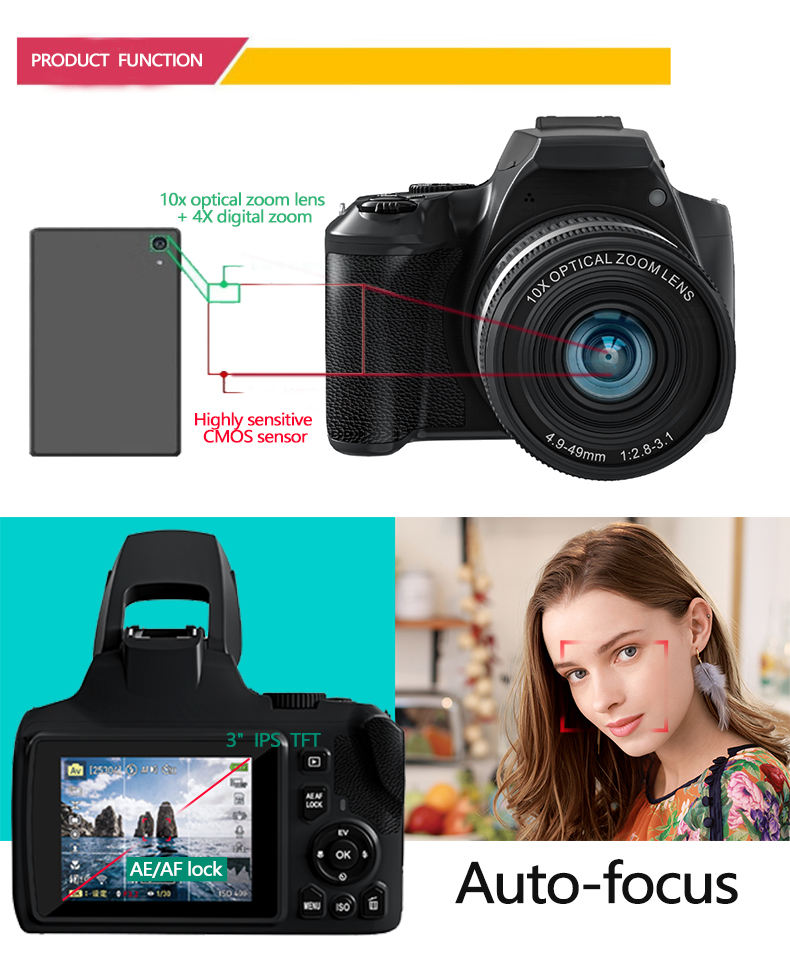 Digital camera body with Full HD support and compact handheld design