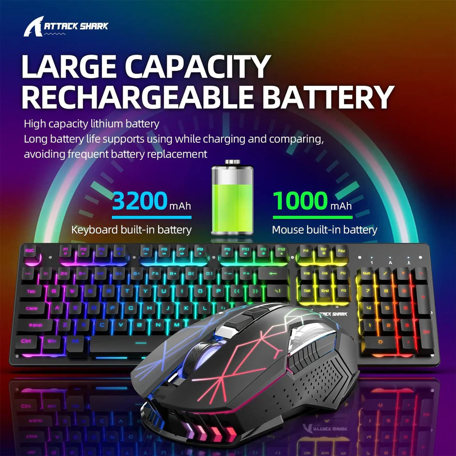 Full size RGB backlit keyboard with wireless silent mouse set