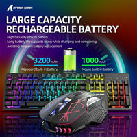 Full size RGB backlit keyboard with wireless silent mouse set