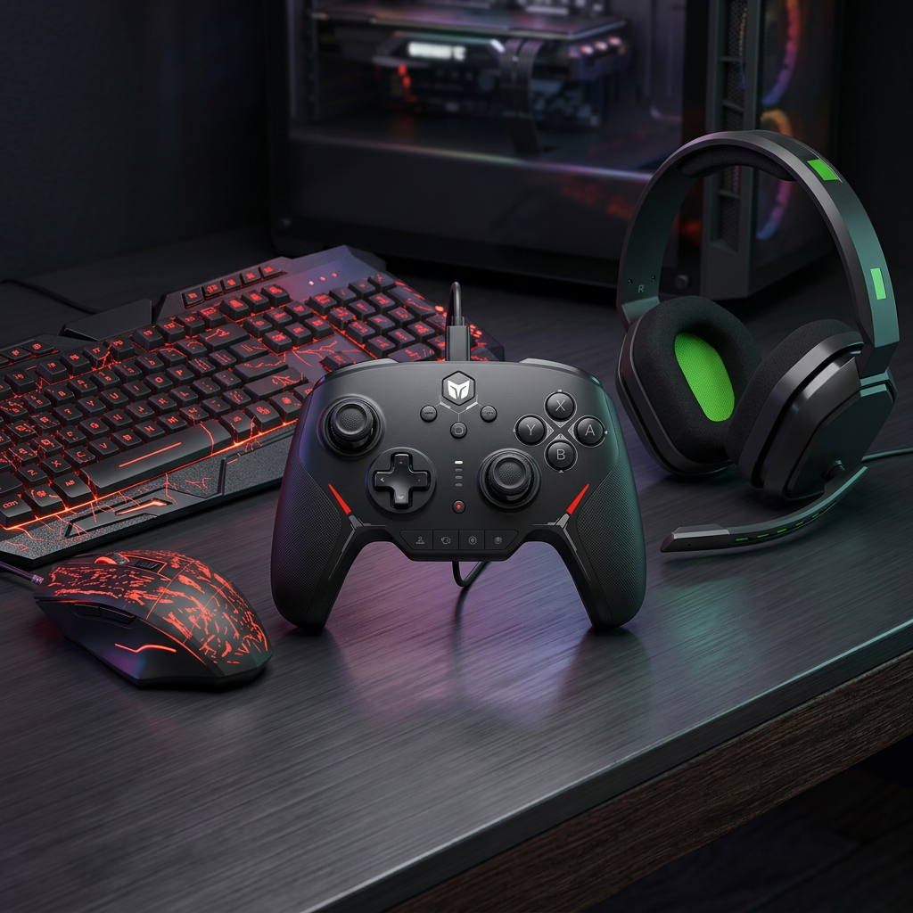 Gaming essentials bundle with controller keyboard mouse and headset