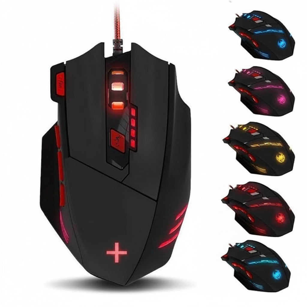 wired gaming mouse black front view