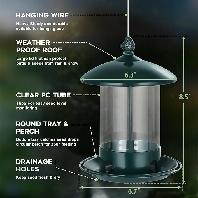Outdoor metal bird feeder placed in garden setting