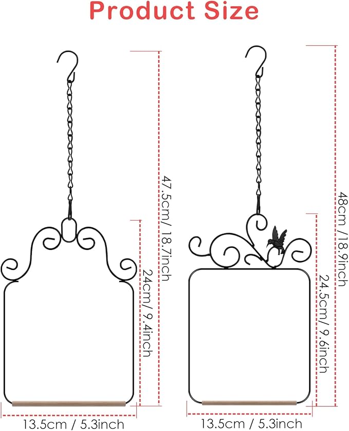 Garden Bird Swing Black Metal Frame with Hanging Chain