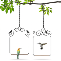 Bird Swing Perch Metal Frame with Wooden Dowel for Garden