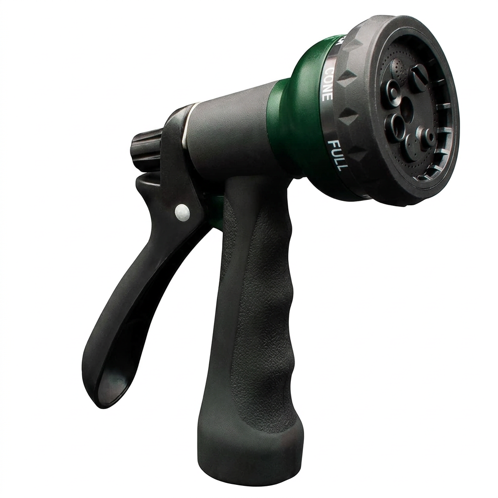 Garden hose spray nozzle with 7 adjustable watering patterns