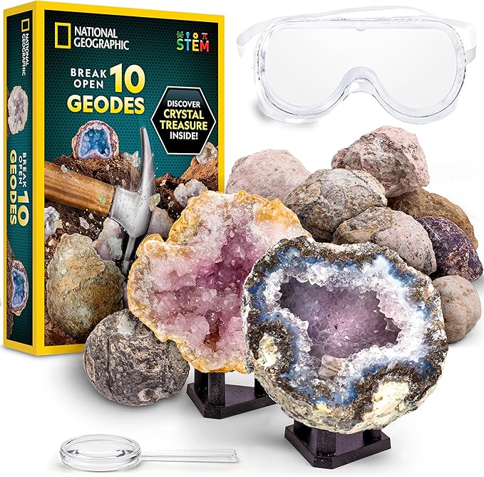 Geode break open kit for kids with 10 premium geodes crystal discovery