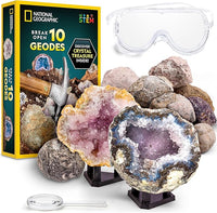 Geode break open kit for kids with 10 premium geodes crystal discovery