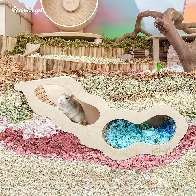 Gerbil Mouse Hideout Wooden Hut with Climbing Ladder