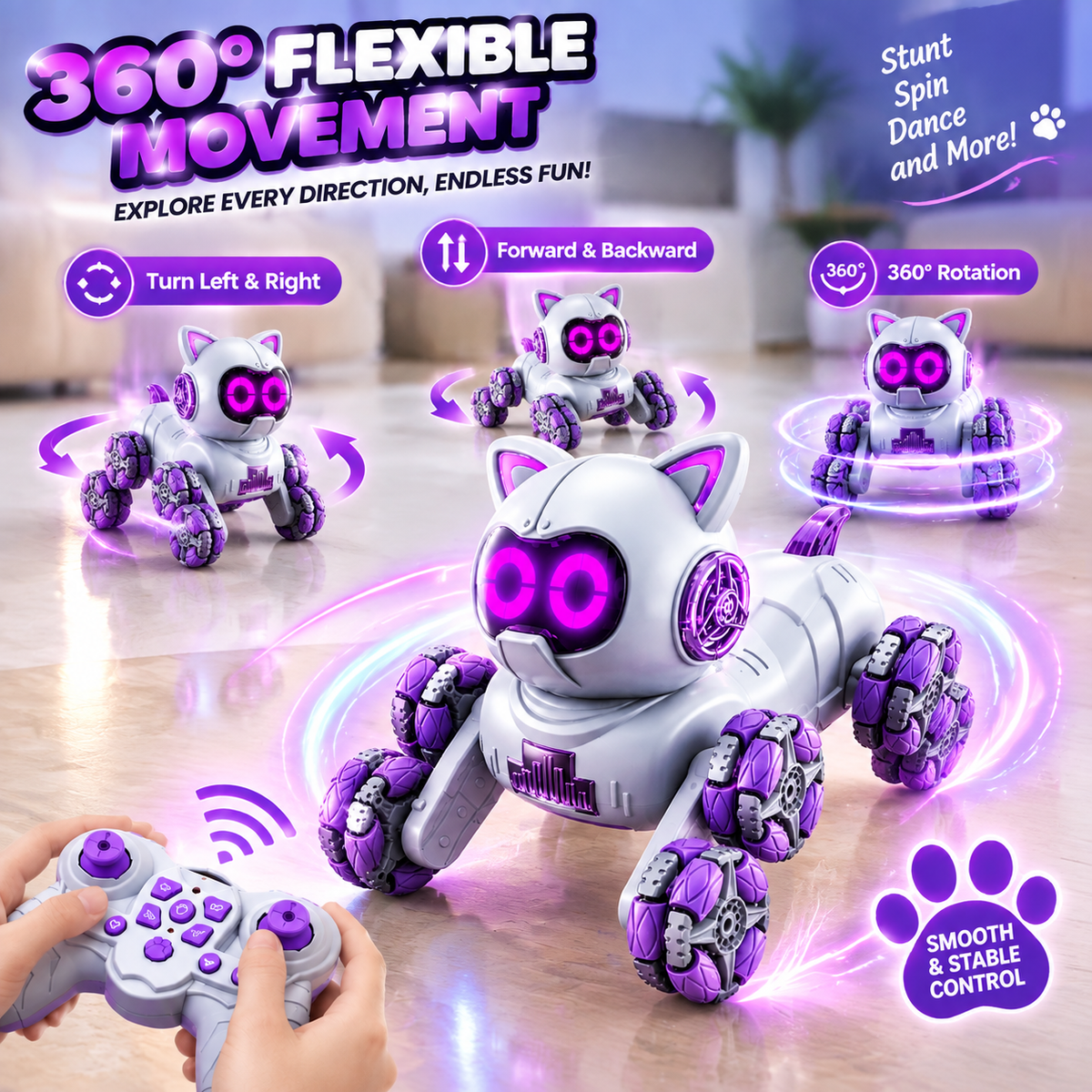 Gesture control robot cat toy for children