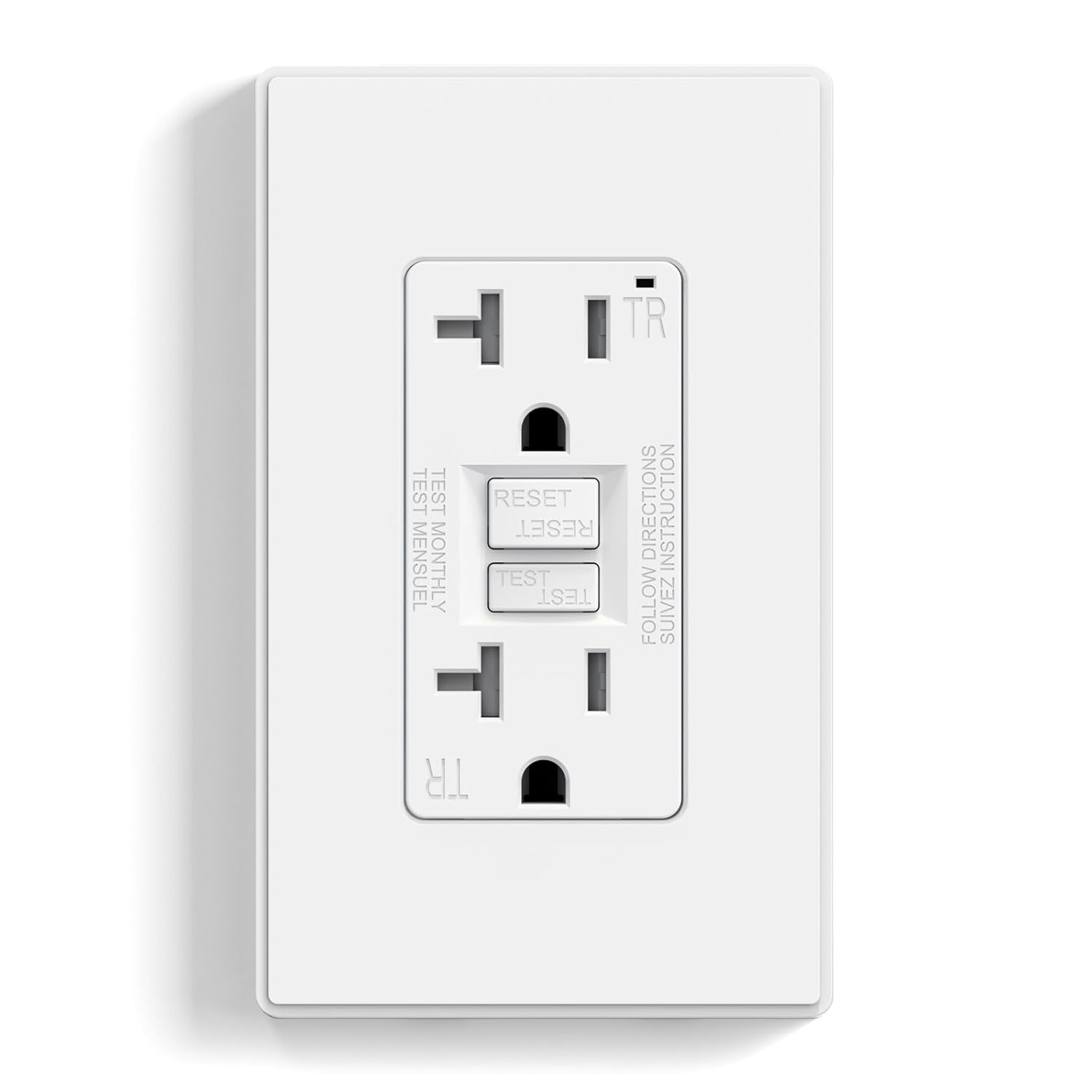 GFCI outlet 20 amp self test electrical socket white color