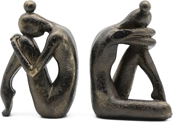 Girl Thinker Resin Book Ends Set Of Two For Decorative Shelf Organization