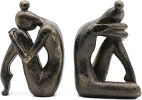 Girl Thinker Resin Book Ends Set Of Two For Decorative Shelf Organization