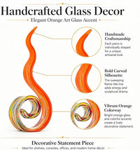 Decorative glass sculpture arranged on a modern TV stand