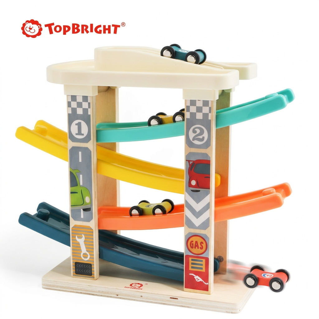 Gliding railcar slide toy for kids racing