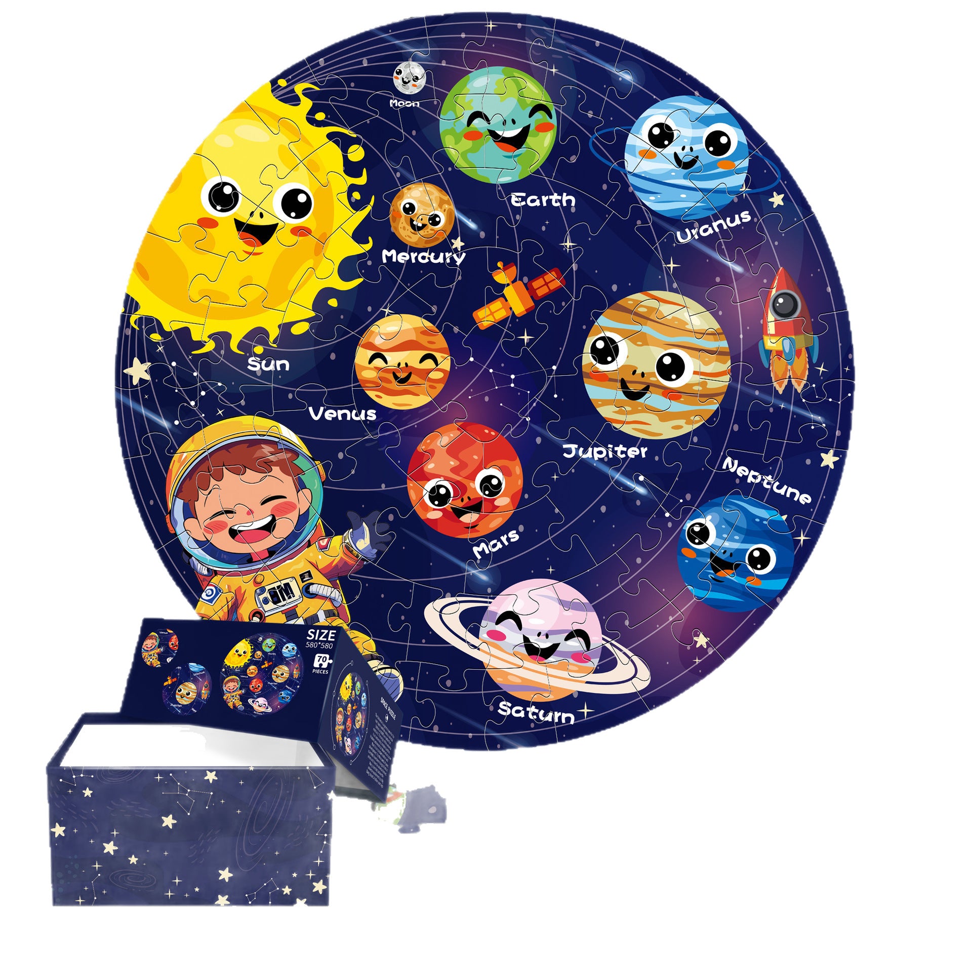 Glow in the dark solar system puzzle for kids