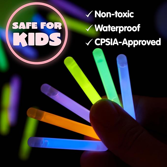 Glow-in-the-dark Easter eggs with mini glow sticks, perfect for egg hunts