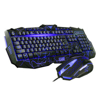 Keyboard and mouse combo with glowing letter keys
