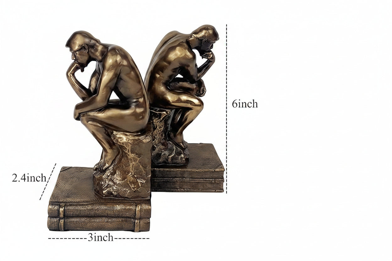Gold Thinker Statue Bookends Set Of Two For Stylish Bookshelf Organization