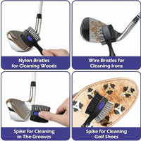 2 pack golf cleaning brush with durable bristles and spik