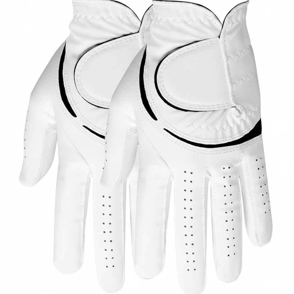 Back view of golf gloves highlighting flexible and breathable fabric