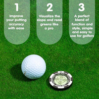 Golf green reading tool for slope analysis and alignment
