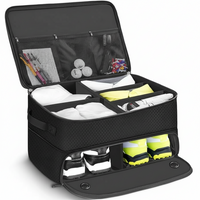 Golf trunk organizer with ventilated shoe compartments for storage