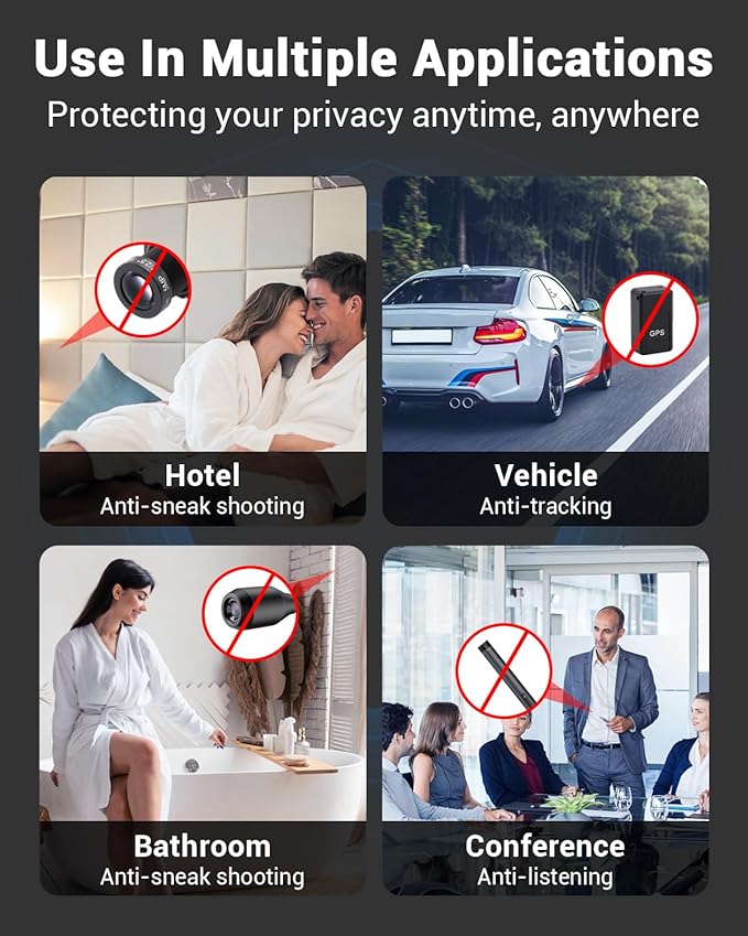 multi function hidden device detector for GPS trackers WiFi cameras and RF signal bugs