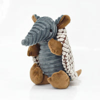 Gray armadillo plush squeaky dog toy