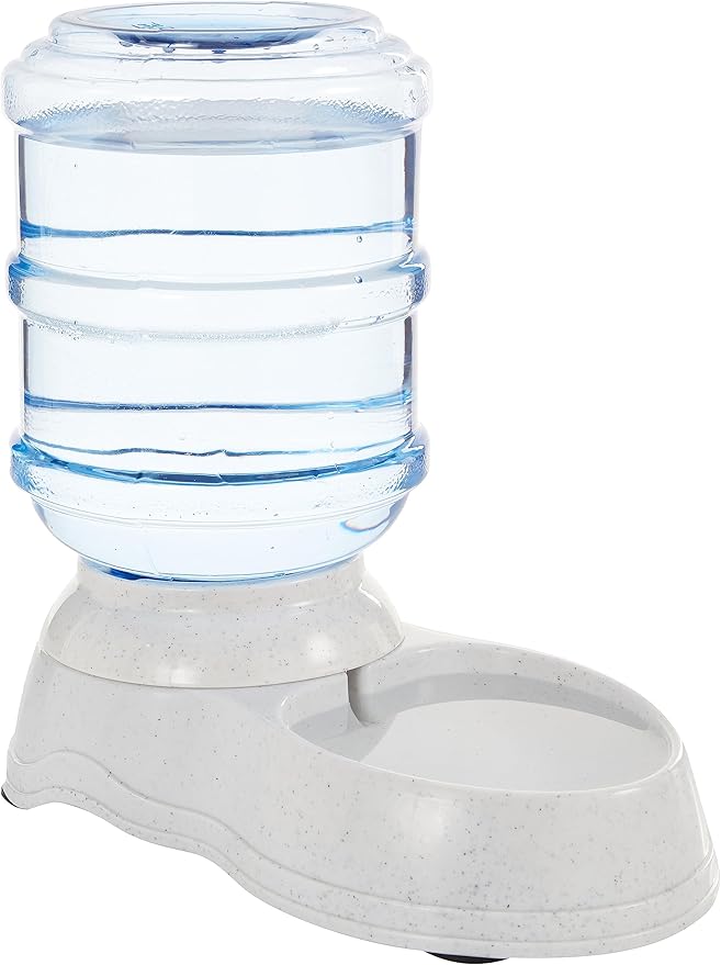 Gray pet water bottle dispenser for indoor use
