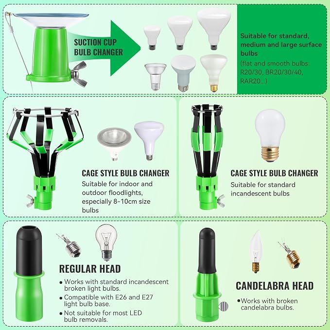 Green Light Bulb Changer Tool Set For Home Maintenance