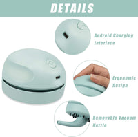 Light Green USB Charging Desktop Vacuum Cleaner, Perfect for Home, Office, and Car Cleaning