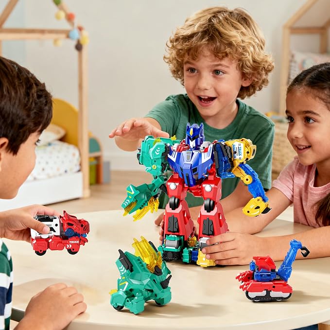 Green dinosaur transforming robot construction toy