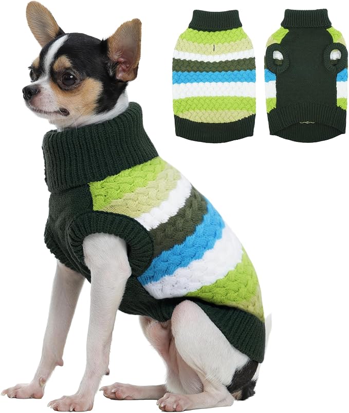 Green Hooded Dog Sweater For Everyday Outdoor Walks In Cooler Weather