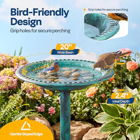 Polyresin garden bird bath suitable for patio yard and lawn use