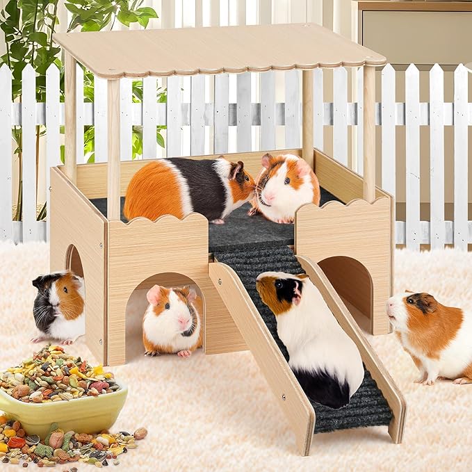 updated grey wooden hideout for rabbits, hamsters, and chinchillas