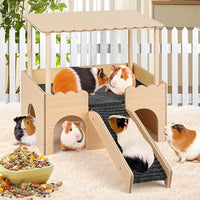 updated grey wooden hideout for rabbits, hamsters, and chinchillas