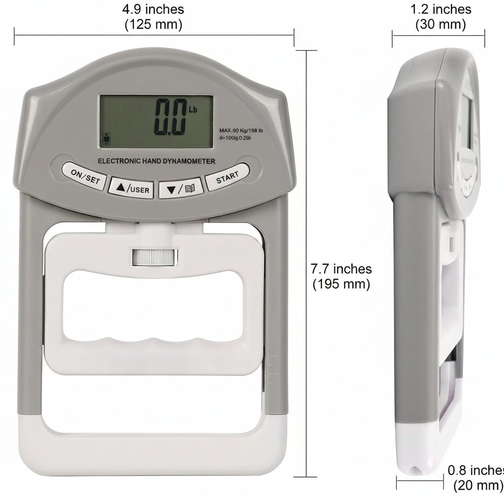 Grip trainer with display for hand grip routines and forearm workouts