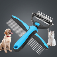 Pet Grooming Tools for Long Fur - Deshedding Brush and Metal Comb