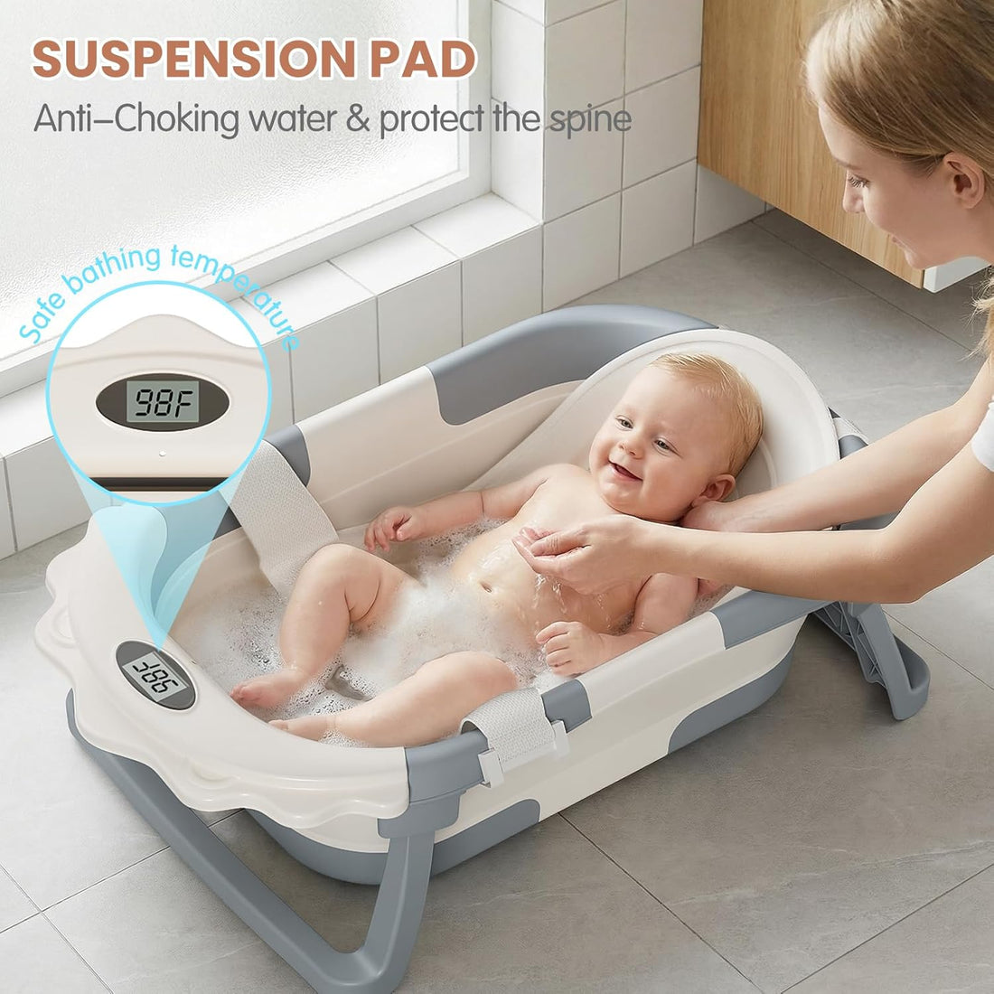 Grow-with-me baby bathtub design for newborns and toddlers