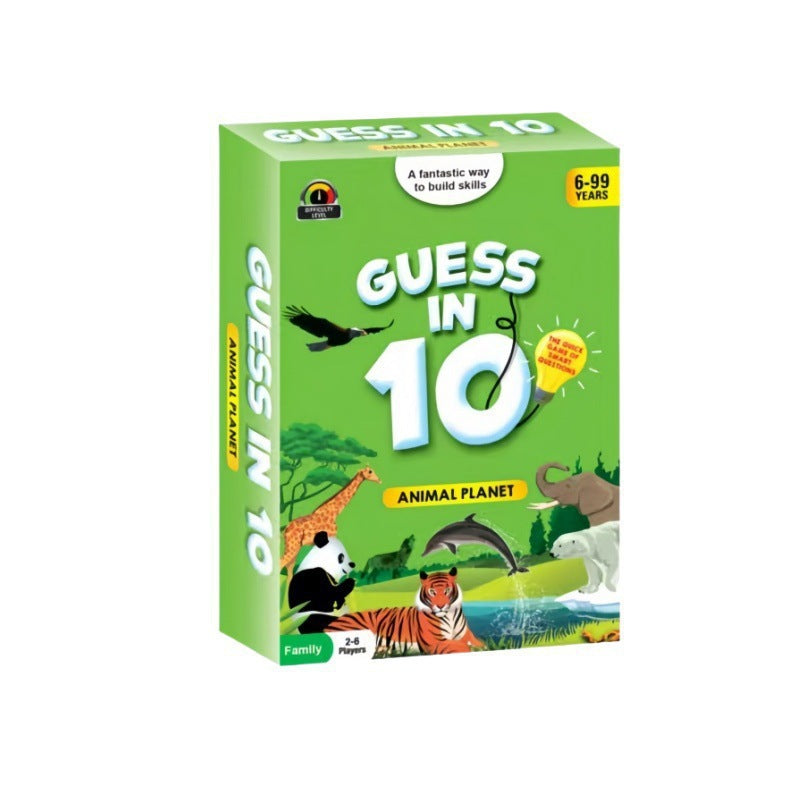 Guess in 10 animal trivia card game for kids and family